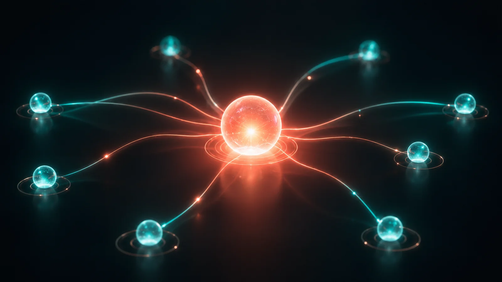 An abstract network of glowing nodes connected to a central source, representing citation