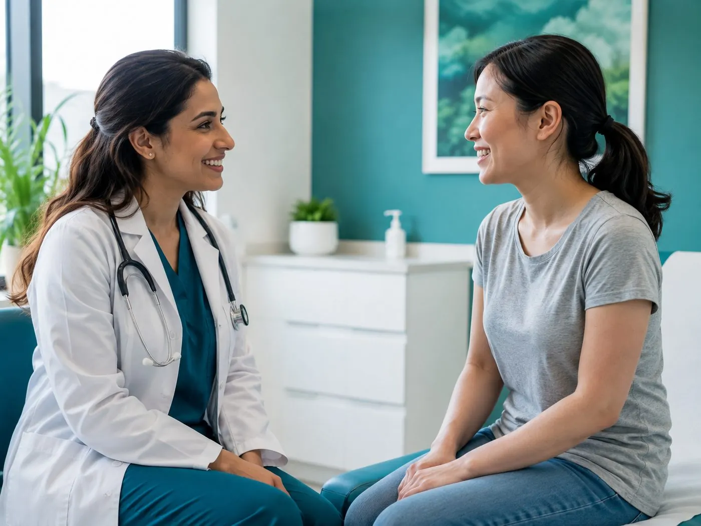 A doctor consulting with a patient, specific to Gynaecology & fertility